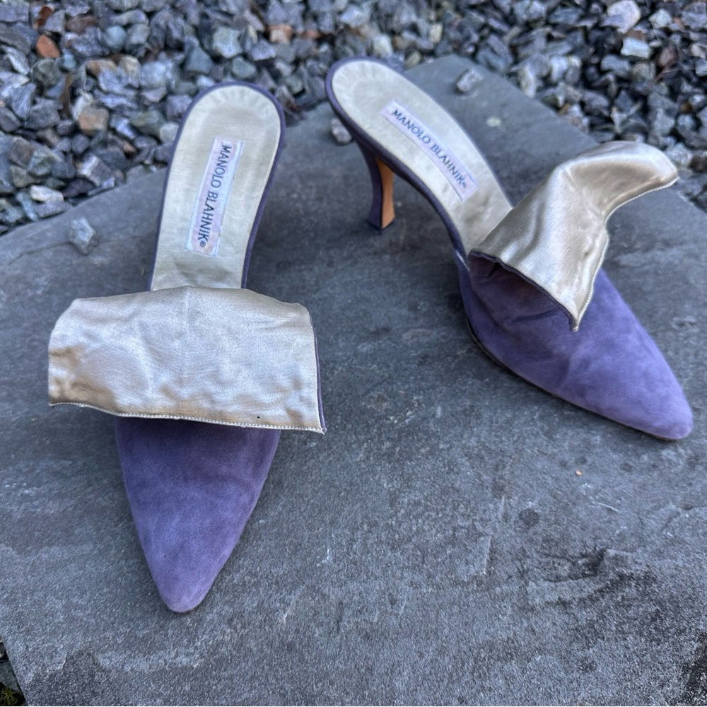Manolo Blahnik Vintage Lavender and Champagne Heels
